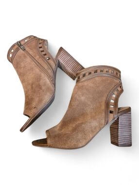 Franco Sarto Brown Peep-Toe Heeled Boots
